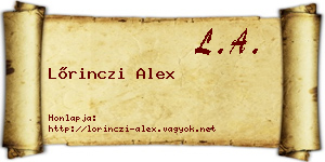 Lőrinczi Alex névjegykártya